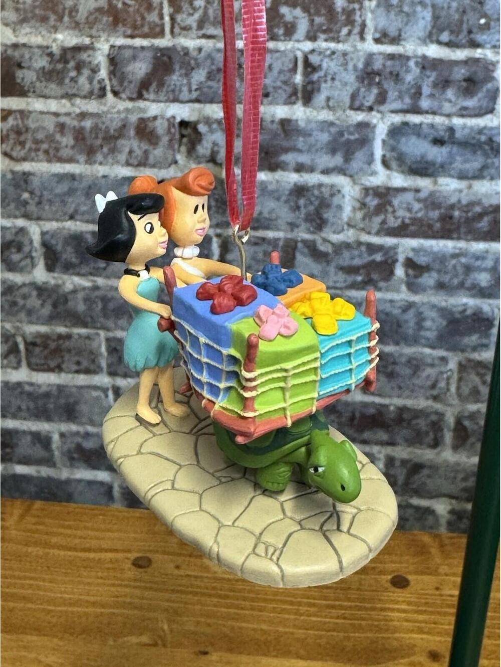 HALLMARK Flintstones Ornament Betty Wilma Turtle Cart 1995 Christmas VTG